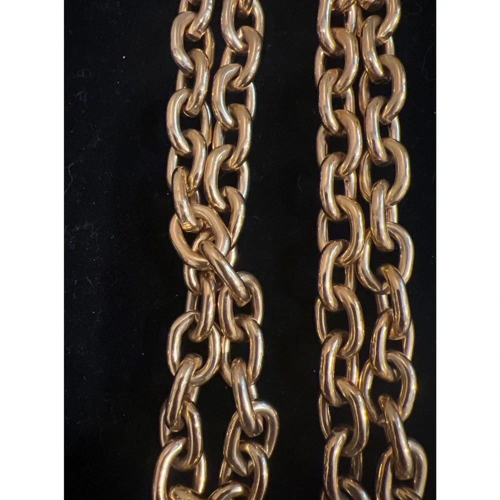 Vtg Runway Givenchy Gold Chunky Link Necklace Puffed Logo Heart Toggle Clasp 27